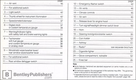 Volkswagen
Fox
Owner s Manual: 1993 instrument panel key code